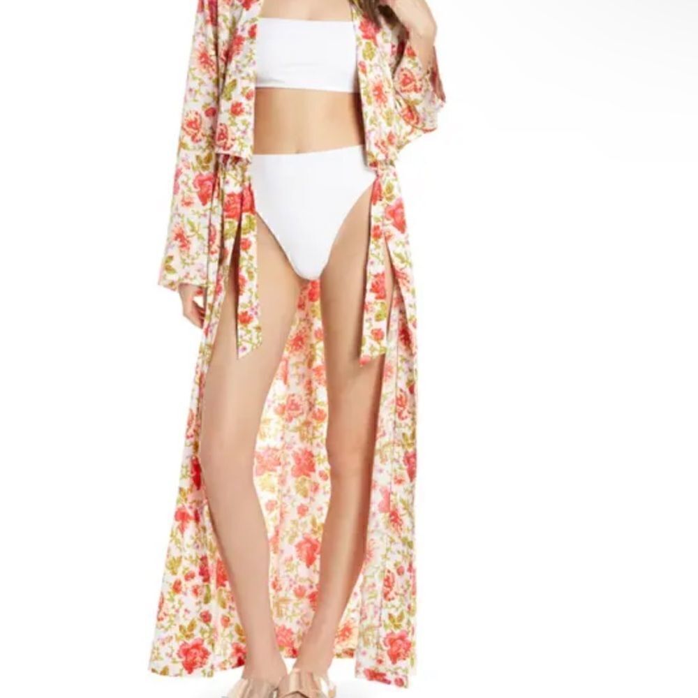 Something Navy Red Poppy Gina Floral Coverup